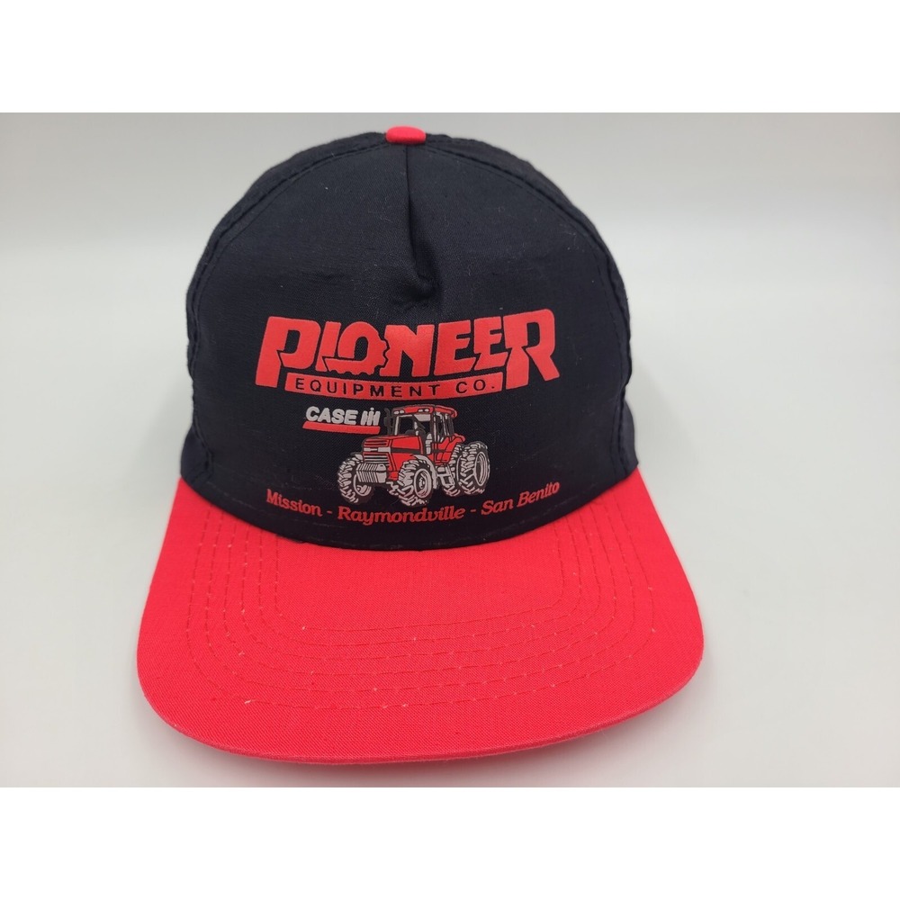 Vintage Pioneer Equipment Co Case Snapback Hat Cap Farm Tractor Men Black‎ Red